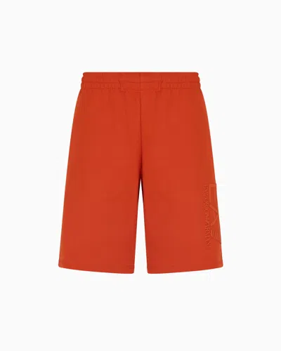 Ea7 Visibility Cotton Bermuda Shorts In Orange