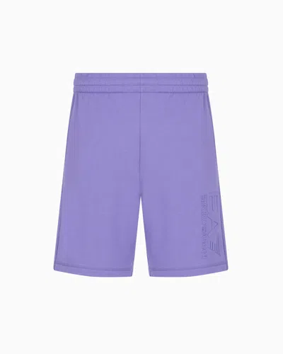 Ea7 Visibility Cotton Bermuda Shorts In Purple