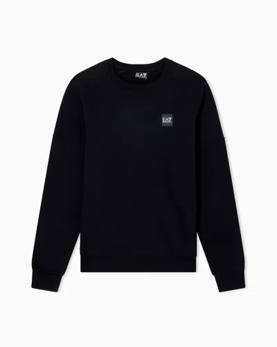 Ea7 Visibility Cotton-blend Crew-neck Sweatshirt In Black