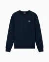 Ea7 Visibility Cotton-blend Crew-neck Sweatshirt In Blue
