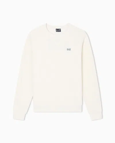 Ea7 Visibility Cotton-blend Crew-neck Sweatshirt In Sand