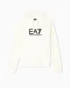 Ea7 Visibility Cotton-blend Hooded Sweatshirt In White