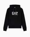 Ea7 Visibility Cotton-blend Hooded Sweatshirt In Black