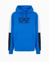 Ea7 Visibility Cotton-blend Hooded Sweatshirt In Blue