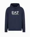 Ea7 Visibility Cotton-blend Hooded Sweatshirt In Blue