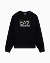 Ea7 Visibility Cotton-blend Sweatshirt With Oversized Logo In Black