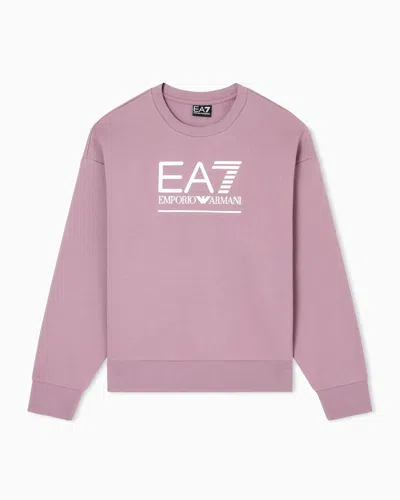 Ea7 Visibility Cotton-blend Sweatshirt With Oversized Logo In Pink