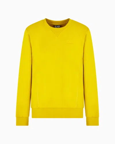 Ea7 Visibility Cotton Crew-neck Sweatshirt In Yellow