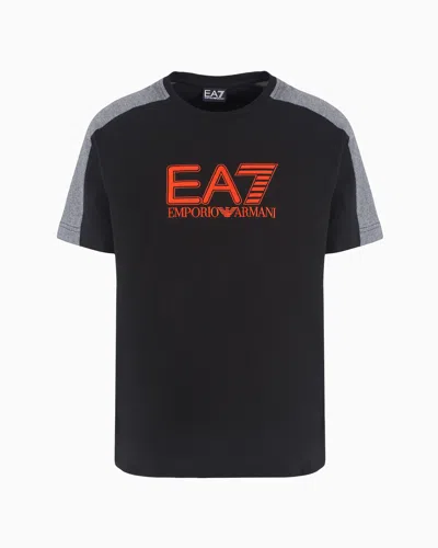 Ea7 Visibility Cotton Crew-neck T-shirt In Black