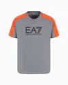 Ea7 Visibility Cotton Crew-neck T-shirt In Gray