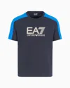 Ea7 Logo-embroidered T-shirt In Navy Blue