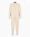 Ea7 Visibility Cotton Full-zip Tracksuit In Beige