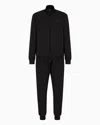 Ea7 Visibility Cotton Full-zip Tracksuit In Black