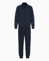 Ea7 Visibility Cotton Full-zip Tracksuit In Navy Blue
