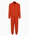 Ea7 Visibility Cotton Full-zip Tracksuit In Orange