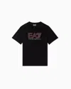 Ea7 Kids' Visibility Cotton Jersey T-shirt In Black