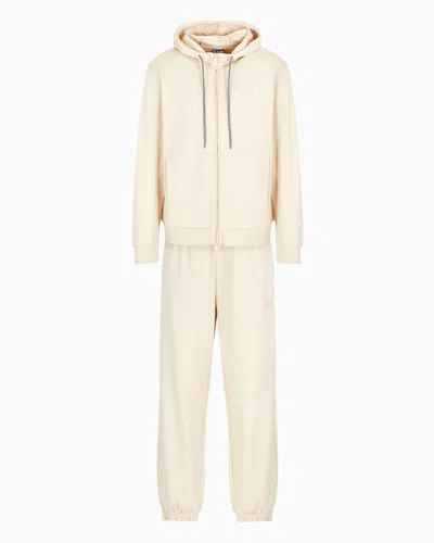 Ea7 Visibility Cotton Tracksuit With Hood In Beige
