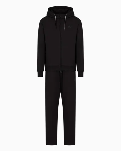 Ea7 Visibility Cotton Tracksuit With Hood In Black