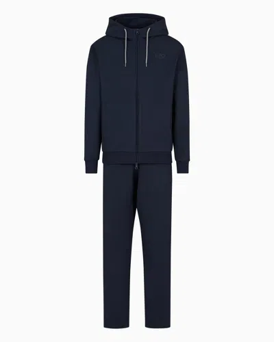 Ea7 Visibility Cotton Tracksuit With Hood In Navy Blue