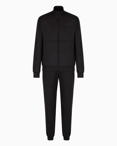 Ea7 Visibility Full-zip Tracksuit In Asv Recycled Fabric In Black