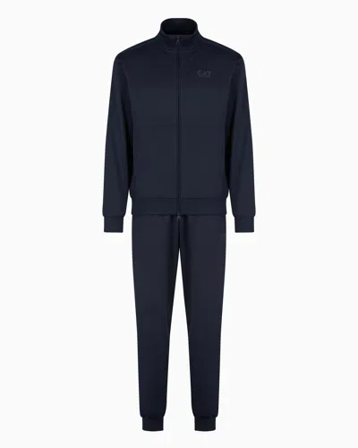 Ea7 Visibility Full-zip Tracksuit In Asv Recycled Fabric In Blue