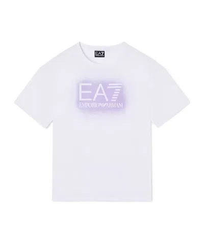 Ea7 Visibility Girl Cotton Jersey T-shirt In White