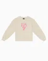 Ea7 Visibility Girl Stretch-cotton Crew-neck Sweatshirt In Beige
