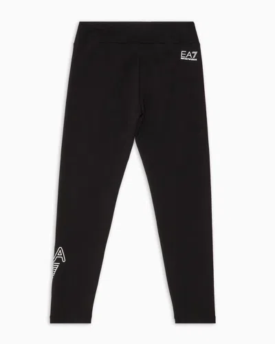 Ea7 Kids' Visibility Girl Stretch-cotton Leggings In Black