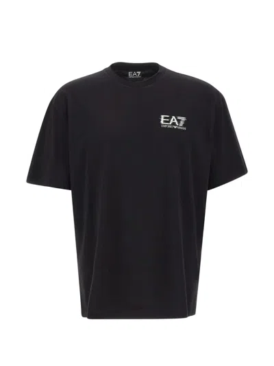 Ea7 Visibility Logo Graphic T-shirt In Black