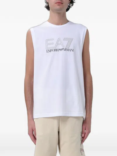 Ea7 Visibility Logo-print Cotton Tank In White