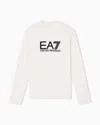 Ea7 Visibility Long-sleeved T-shirt In Cotton Stretch Jersey In Sand