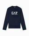 Ea7 Visibility Long-sleeved T-shirt In Cotton Stretch Jersey In Blue