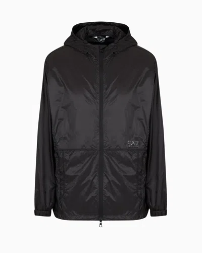 Ea7 Visibility Nylon Zip-up Jacket In Black