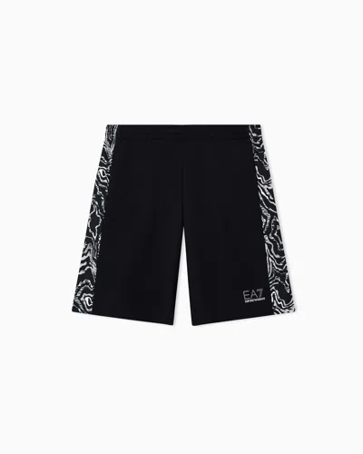 Ea7 Visibility Pure Cotton Bermuda Shorts In Black