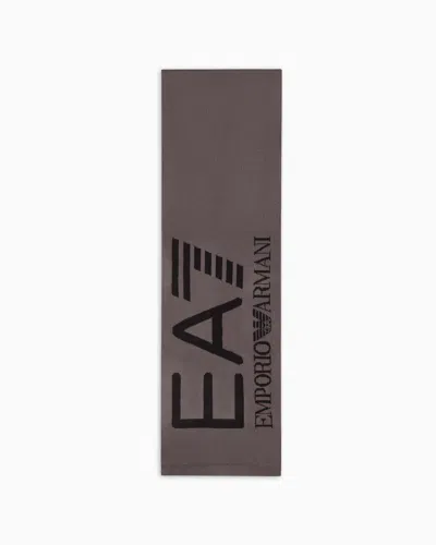 Ea7 Visibility Scarf With  Oversized Logo In Grey