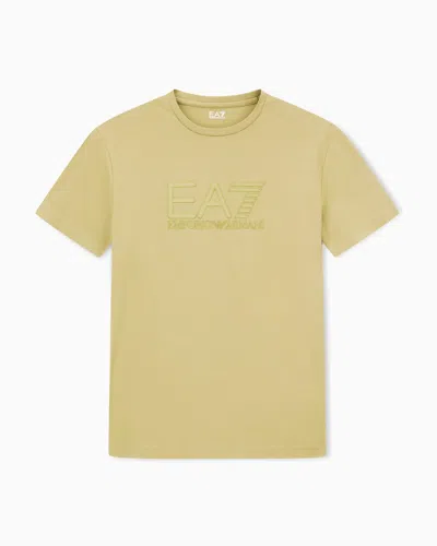 Ea7 Visibility Short-sleeved T-shirt In Cotton Stretch Jersey In Yellow