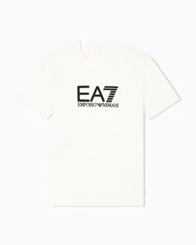 Ea7 Visibility Short-sleeved T-shirt In Cotton Stretch Jersey In Sand