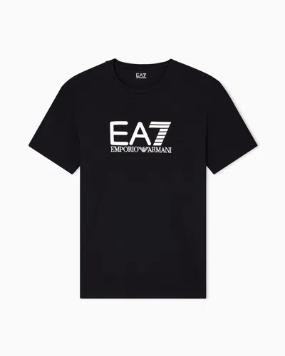 Ea7 Visibility Short-sleeved T-shirt In Cotton Stretch Jersey