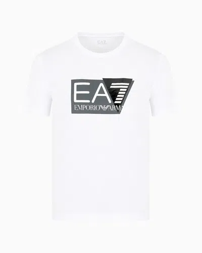 Ea7 Logo-print Cotton T-shirt In White