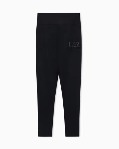 Ea7 Visibility Stretch-cotton Leggings In Black