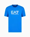 Ea7 Visibility Stretch-cotton, Short-sleeved Crew-neck T-shirt In Blue