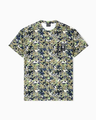 Ea7 Visibility Stretch Viscose-blend Crew-neck T-shirt