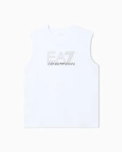 Ea7 Visibility Tank Top In Cotton Jersey In White