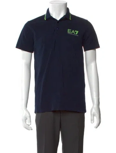 Pre-owned Ea7 V-neck Short Sleeve Polo Shirt In Blue