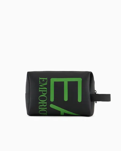 Ea7 Washbag With Oversized Logo In Black