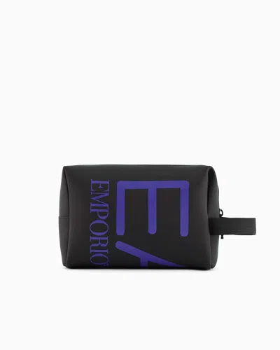 Ea7 Washbag With Oversized Logo In Black