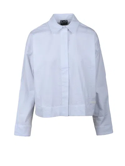 Ea7 White Cotton Elastane Short Shirt
