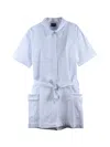 Ea7 White Cotton Elastane Stretch Jumpsuit In Blue