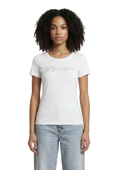 Ea7 White Graphic Round Neck T-shirt