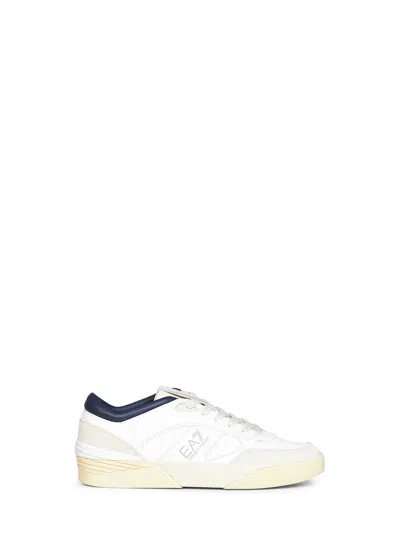 Ea7 White Leather With Suede Inserts Otg Pride Luxe Sneakers